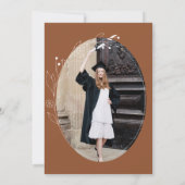 Terracotta Minimal Foliage Photo Graduation Party Kaart (Achterkant)