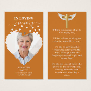 Terracotta Minimal Memorial Funeral Bladwijzer Visitekaartje