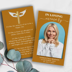 Terracotta Minimal Memorial Funeral Bladwijzer Visitekaartje
