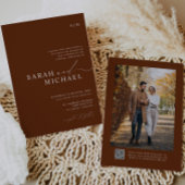 Terracotta Minimal Modern Script QR Code Wedding Kaart