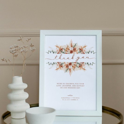 Terracotta Minimal Script Bedankt Brief bruiloft Poster