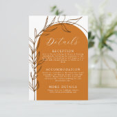Terracotta Minimal Wedding Details Enclosure Card Informatiekaartje (Staand voorkant)