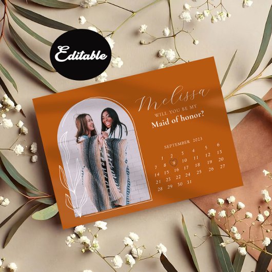 Terracotta Minimale Arch Bridesmaid-Kaart Kaart
