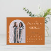 Terracotta Minimale Arch Bridesmaid-Kaart Kaart (Staand voorkant)