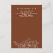 Terracotta Minimale Elegante Bloemen Schets Bruilo Informatiekaartje (Voorkant)