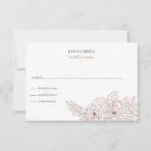 Terracotta Minimale Elegante Bloemen Schets Bruilo RSVP Kaartje (Voorkant)