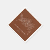 Terracotta Minimale Elegante Bloemen Schets Bruilo Servet (Hoek)