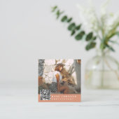 Terracotta Minimale Foto QR Code Social Media Vierkante Visitekaartje (Staand voorkant)