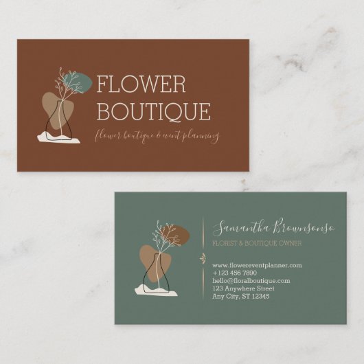 Terracotta Minimale ventilator Botanische keramisc Visitekaartje (Voorkant / Achterkant)