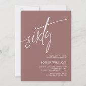 Terracotta Minimalist 60th Birthday Invitation Kaart (Voorkant)