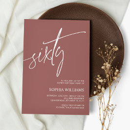 Terracotta Minimalist 60th Birthday Invitation Kaart
