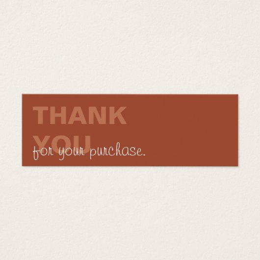 Terracotta Minimalist Bedankt voor uw aankoop Mini Visitekaartjes (Voorkant)