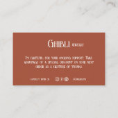 Terracotta Minimalist Bedankt voor uw aankoop Visitekaartje (Achterkant)