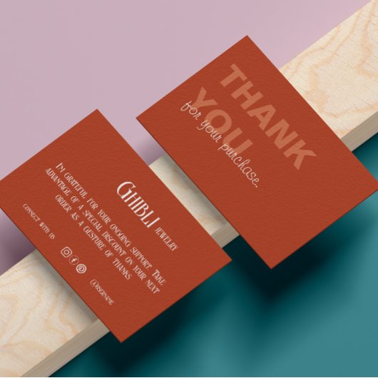 Terracotta Minimalist Bedankt voor uw aankoop Visitekaartje