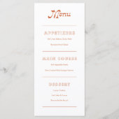 Terracotta Minimalist Boho Chic Menu (Voorkant)