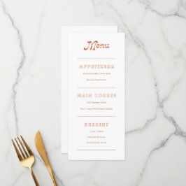 Terracotta Minimalist Boho Chic Menu