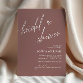 Terracotta Minimalist Bridal Shower-uitnodiging Kaart