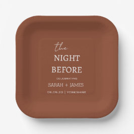 Terracotta Minimalist De Nacht Voor De Bruiloft  Papieren Bordje