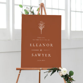 Terracotta Minimalist Floral Bouquet Wedding Poste Poster