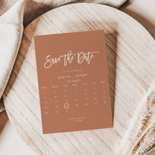 Terracotta Minimalist Formal Save the date Kaart
