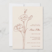 Terracotta Minimalist Line Floral Vrijgezellenfees Kaart (Voorkant)