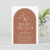 Terracotta Minimalist Modern Arch Baby Brunch Kaart (Staand voorkant)