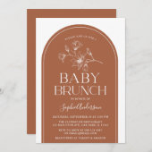 Terracotta Minimalist Modern Arch Baby Brunch Kaart (Voorkant / Achterkant)
