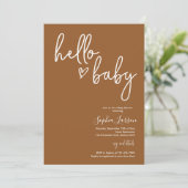 Terracotta Minimalist Modern Boho Baby shower Kaart (Staand voorkant)