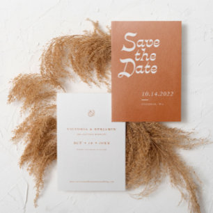 Terracotta Minimalist Modern Save the Date Kaart