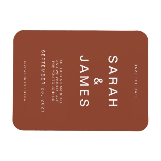 Terracotta Minimalist Modern Wedding Save the Date Magneet (Horizontaal)