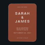 Terracotta Minimalist Modern Wedding Save the Date Magneet<br><div class="desc">Terracotta Minimalistische Moderne Wedding sparen de Datum Magnet. Pas dit aan,  sla de datumkaart op met uw gegevens,  bericht en andere informatie.</div>