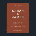 Terracotta Minimalist Modern Wedding Save the Date Magneet<br><div class="desc">Terracotta Minimalistische Moderne Wedding sparen de Datum Magnet. Pas dit aan,  sla de datumkaart op met uw gegevens,  bericht en andere informatie.</div>