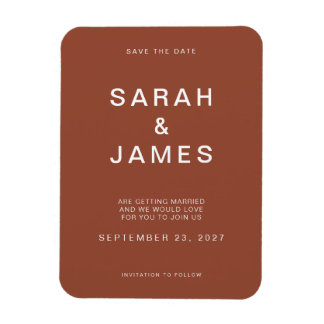 Terracotta Minimalist Modern Wedding Save the Date Magneet