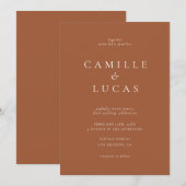 Terracotta Minimalist Photo Wedding Kaart (Voorkant / Achterkant)