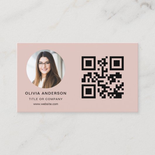 Terracotta Minimalist Photo with QR Code Visitekaartje (Voorkant)