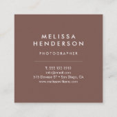 Terracotta Minimalist Professional Modern Vierkante Visitekaartje (Achterkant)