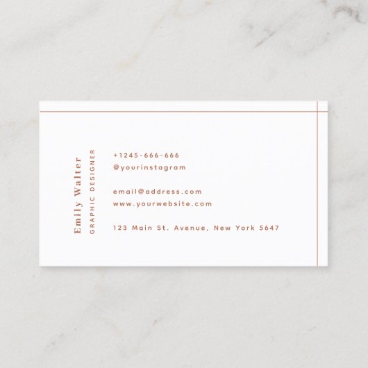 Terracotta Minimalist Professional Modern Visitekaartje (Achterkant)