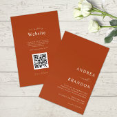 Terracotta Minimalist QR Code All in One Weddensch Kaart