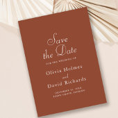 Terracotta Minimalist Save the Date Kaart
