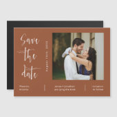 Terracotta Minimalist Save the Date Photo Magnet Magnetische Uitnodiging (Voorkant / Achterkant)