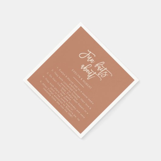 Terracotta minimalist Trivia Fun Feacts Wedding Servet (Hoek)