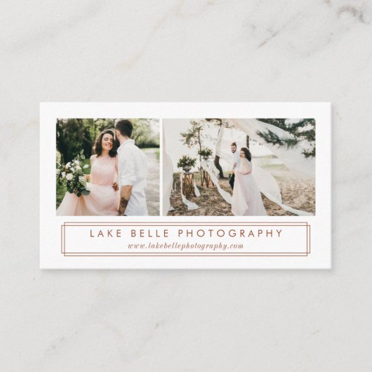 Terracotta Minimalist Two Photo Layout Modern Visitekaartje (Voorkant)