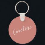 Terracotta Minimalist Typography Persoonlijke naam Sleutelhanger<br><div class="desc">Deze minimalistische sleutelhanger met aangepaste naam is een stijlvol en praktisch accessoire, ideaal als bruidsfeestgunst, bruidsmeisjesgeschenk of alledaags onmisbaar. Het elegante lettertype en het moderne ontwerp maken het een doordachte aandenken voor bruiloften, verjaardagen of speciale gelegenheden. Personaliseer het met een naam voor een unieke touch die zowel chique als functioneel...</div>