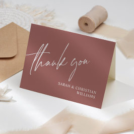 Terracotta Minimalist Weddenschap Hartelijk dank Bedankkaart