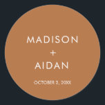 Terracotta minimalist Wedding Favors Ronde Sticker<br><div class="desc">Terracotta Minimalist Wedding Favors Classic Round Sticker . Deze stickers zijn perfect om de gunsten of enig ander deel van je bruiloft aan te vullen.</div>
