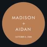 Terracotta minimalist Wedding Favors Ronde Sticker<br><div class="desc">Terracotta Minimalist Wedding Favors Classic Round Sticker . Deze stickers zijn perfect om de gunsten of enig ander deel van je bruiloft aan te vullen.</div>