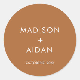 Terracotta minimalist Wedding Favors Ronde Sticker