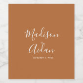Terracotta minimalist Wedding Favors Wine Label Wijn Etiket (Enkel label)
