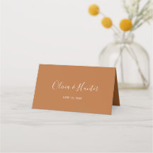 Terracotta Minimalist Wedding Folded Place Card
