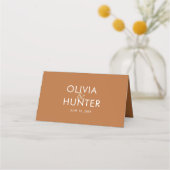 Terracotta Minimalist Wedding Folded Place Card Plaatskaartje (Achterkant)